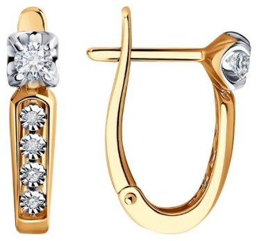 Серьги Diamant 51-220-01998-1 вес 2.33 г золото, бриллиант купить,636033