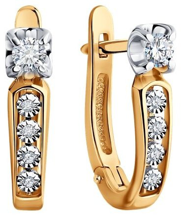 Серьги Diamant 51-220-01998-1 вес 2.33 г золото, бриллиант купить,636033