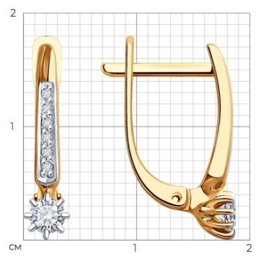 Серьги Diamant 51-220-01771-1 вес 2.01 г золото, бриллиант купить,669773