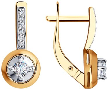 Серьги SOKOLOV 028690 вес 2.79 г золото, фианит купить,327328