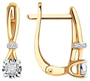 Серьги Diamant 51-220-01683-1 вес 2.49 г золото, бриллиант купить,720051