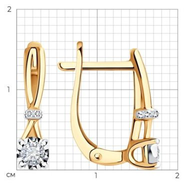 Серьги Diamant 51-220-01683-1 вес 2.49 г золото, бриллиант купить,720051
