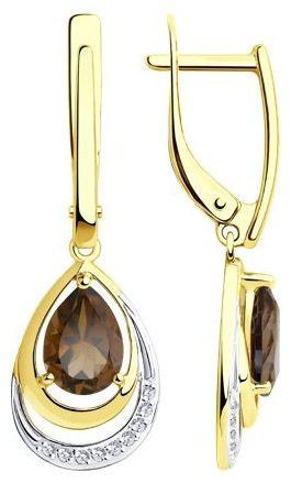 Серьги Diamant 53-321-00527-2 вес 3.89 г золото, фианит купить,413193