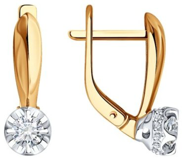 Серьги Diamant 51-220-02476-1_s вес 2.77 г золото, бриллиант купить,1460812