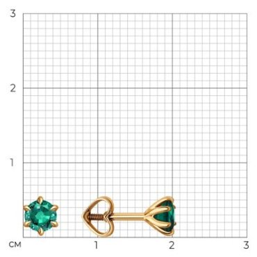 Пусеты Diamant 51-222-02413-1 вес 0.94 г золото, изумруд купить,305075