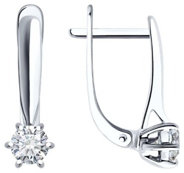 Серьги Diamant 52-220-01856-1 вес 2.18 г золото, бриллиант купить,1267060