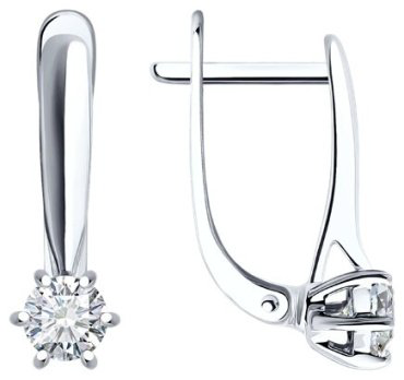 Серьги Diamant 52-220-01856-1 вес 2.18 г золото, бриллиант купить,1267060