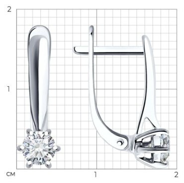Серьги Diamant 52-220-01856-1 вес 2.18 г золото, бриллиант купить,1267060