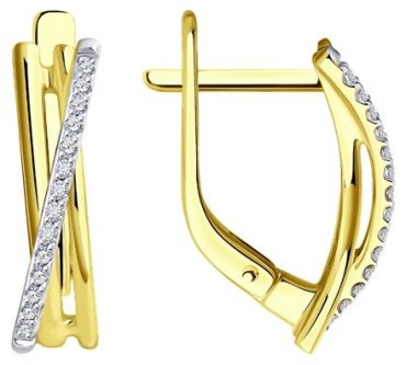 Серьги Diamant 53-220-01895-1 вес 2.68 г золото, бриллиант купить,382222