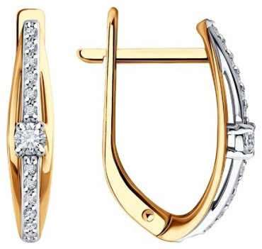 Серьги Diamant 51-220-02013-1 вес 2.31 г золото, бриллиант купить,379589