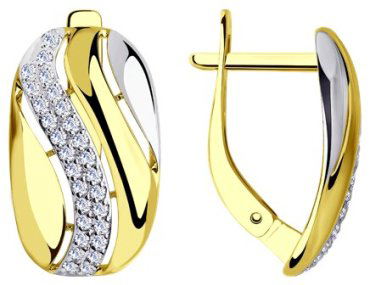 Серьги Diamant 53-120-00207-1 вес 2.97 г золото, фианит купить,331413