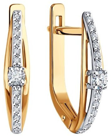 Серьги Diamant 51-220-02013-1 вес 2.31 г золото, бриллиант купить,379589