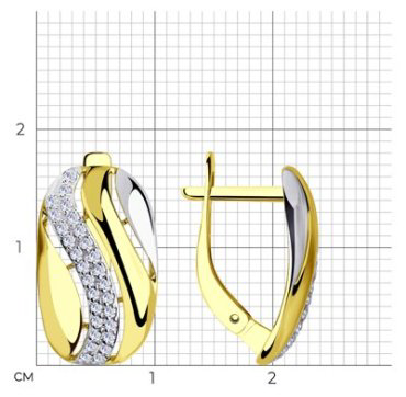 Серьги Diamant 53-120-00207-1 вес 2.97 г золото, фианит купить,331413