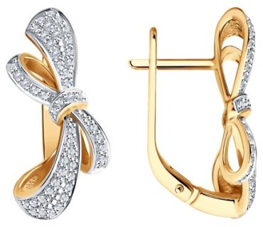 Серьги Diamant 51-220-02332-1 вес 4.72 г золото, бриллиант купить,835840