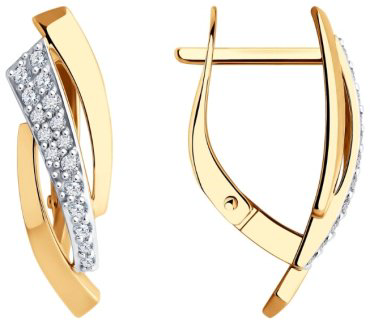 Серьги Diamant 51-120-02103-1 вес 3.03 г золото, фианит купить,334975