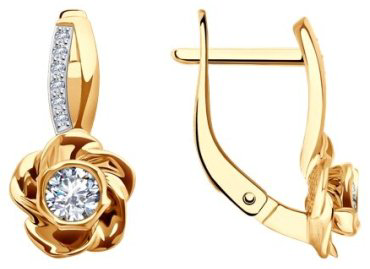 Серьги Diamant 51-120-02268-1 вес 3.44 г золото, фианит купить,298161