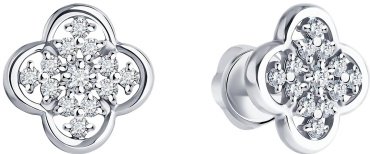 Пусеты LUXOR JEWELRY LUXOR 1022254-3_2,08 вес 2.08 г золото, бриллиант купить,672256