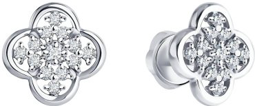 Пусеты LUXOR JEWELRY LUXOR 1022254-3_2,08 вес 2.08 г золото, бриллиант купить,672256