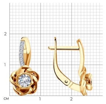 Серьги Diamant 51-120-02268-1 вес 3.44 г золото, фианит купить,298161