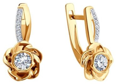 Серьги Diamant 51-120-02268-1 вес 3.44 г золото, фианит купить,298161