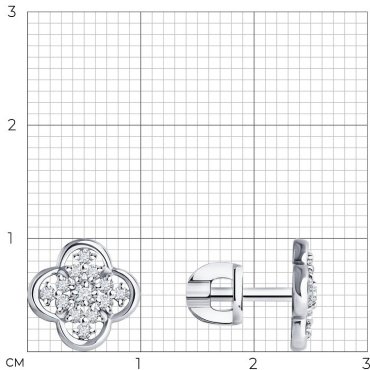Пусеты LUXOR JEWELRY LUXOR 1022254-3_2,08 вес 2.08 г золото, бриллиант купить,672256