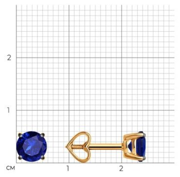 Пусеты Diamant 51-222-02297-1 вес 1.18 г золото, сапфир купить,442567
