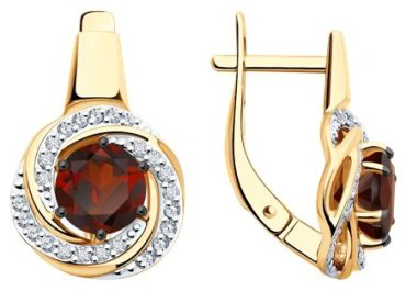 Серьги Diamant 51-320-02281-2 вес 3.84 г золото, гранат купить,405023