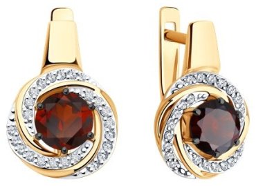 Серьги Diamant 51-320-02281-2 вес 3.84 г золото, гранат купить,405023