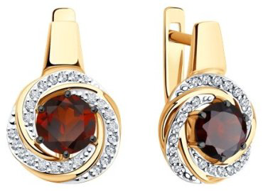 Серьги Diamant 51-320-02281-2 вес 3.84 г золото, гранат купить,405023