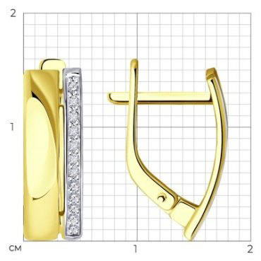 Серьги Diamant 53-220-01874-1 вес 2.39 г золото, бриллиант купить,335438
