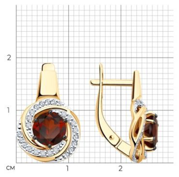 Серьги Diamant 51-320-02281-2 вес 3.84 г золото, гранат купить,405023