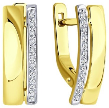 Серьги Diamant 53-220-01874-1 вес 2.39 г золото, бриллиант купить,335438