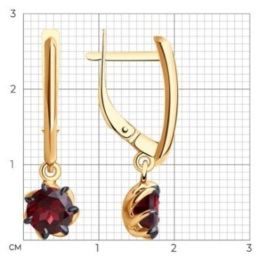 Серьги Diamant 51-321-01774-3 вес 3.39 г золото, родолит купить,270359