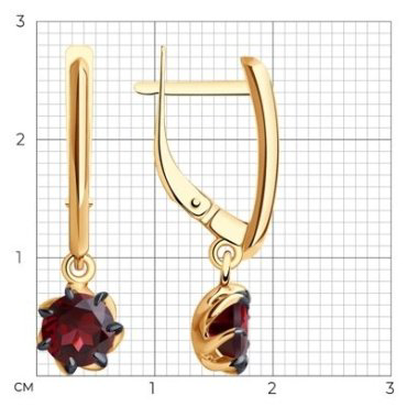 Серьги Diamant 51-321-01774-3 вес 3.39 г золото, родолит купить,270359