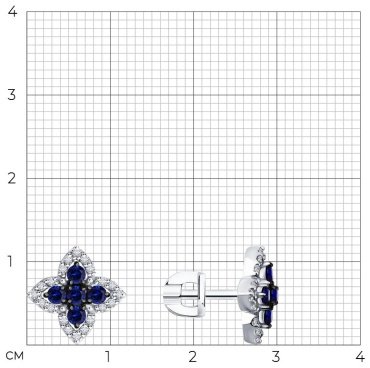 Пусеты SOKOLOV 2021197-3 вес 2.73 г золото, бриллиант, сапфир купить,640579