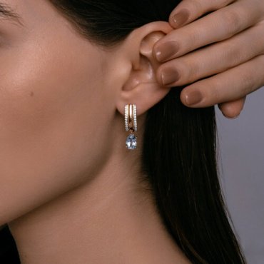 Серьги SOKOLOV 728807 вес 4 г золото, топаз, фианит купить,422962
