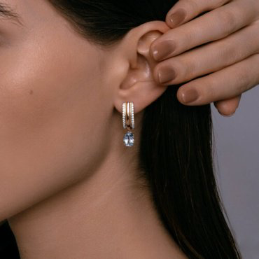 Серьги SOKOLOV 728807 вес 4 г золото, топаз, фианит купить,422962
