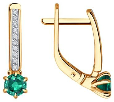 Серьги Diamant 51-220-02413-1 вес 2.25 г золото, изумруд купить,517996