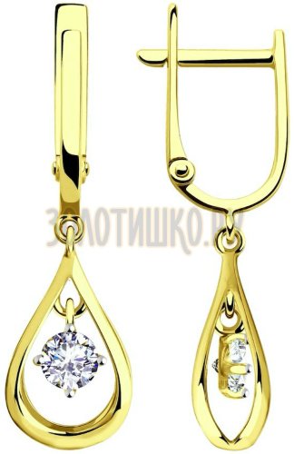 Серьги Diamant 53-121-00688-1 вес 2.76 г золото, фианит купить,246346