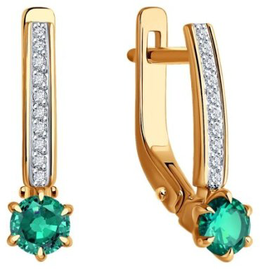 Серьги Diamant 51-220-02413-1 вес 2.25 г золото, изумруд купить,517996
