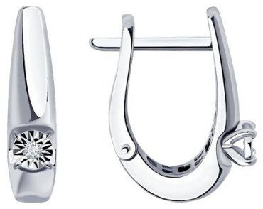 Серьги Diamant 52-220-01532-1 вес 2.35 г золото, бриллиант купить,549883