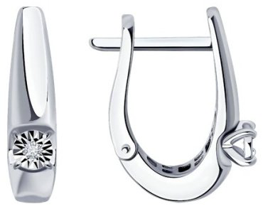 Серьги Diamant 52-220-01532-1 вес 2.35 г золото, бриллиант купить,549883