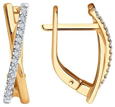 Серьги Diamant 51-220-01888-1 вес 2.49 г золото, бриллиант купить,485425