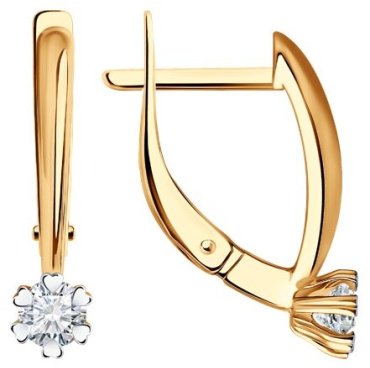 Серьги Diamant 51-220-01762-1 вес 2.24 г золото, бриллиант купить,833287