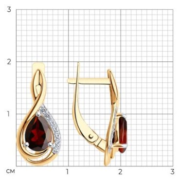 Серьги SOKOLOV 728250 вес 2.65 г золото, фианит, гранат купить,292343