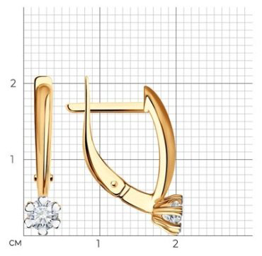 Серьги Diamant 51-220-01762-1 вес 2.24 г золото, бриллиант купить,833287