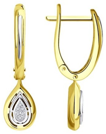 Серьги Diamant 53-221-01899-1 вес 3.6 г золото, бриллиант купить,843109