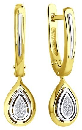 Серьги Diamant 53-221-01899-1 вес 3.6 г золото, бриллиант купить,843109