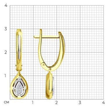 Серьги Diamant 53-221-01899-1 вес 3.6 г золото, бриллиант купить,843109