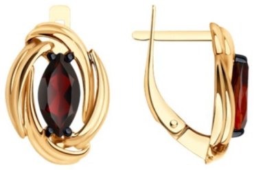 Серьги Diamant 51-320-02475-3 вес 4.58 г золото, гранат купить,403039